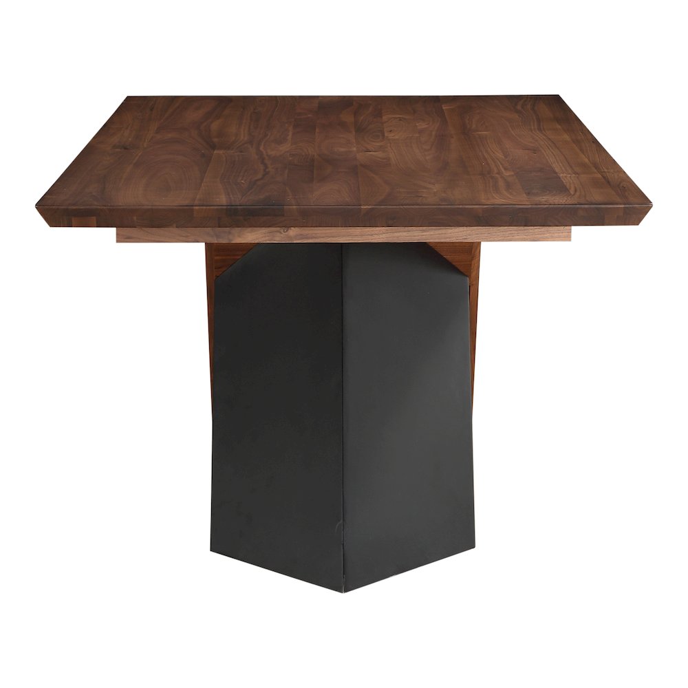 Brown Walnut Wood Dining Table, Rectangle with Iron Legs