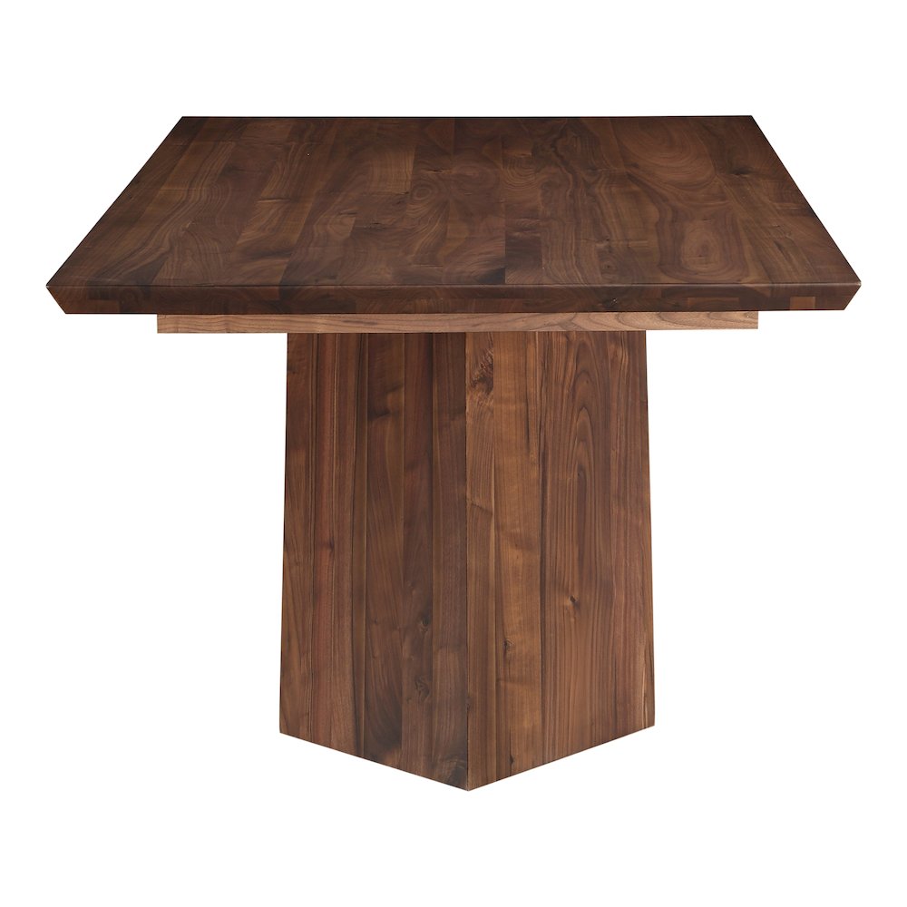 Brown Walnut Wood Dining Table, Rectangle with Iron Legs