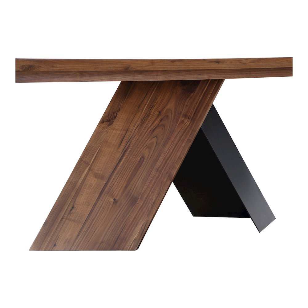 Brown Walnut Wood Dining Table, Rectangle with Iron Legs