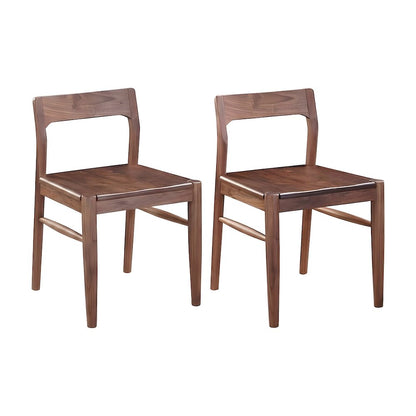 Solid Walnut Mid-Century Modern Dining Chair with Open-Back Frame, Set of 2