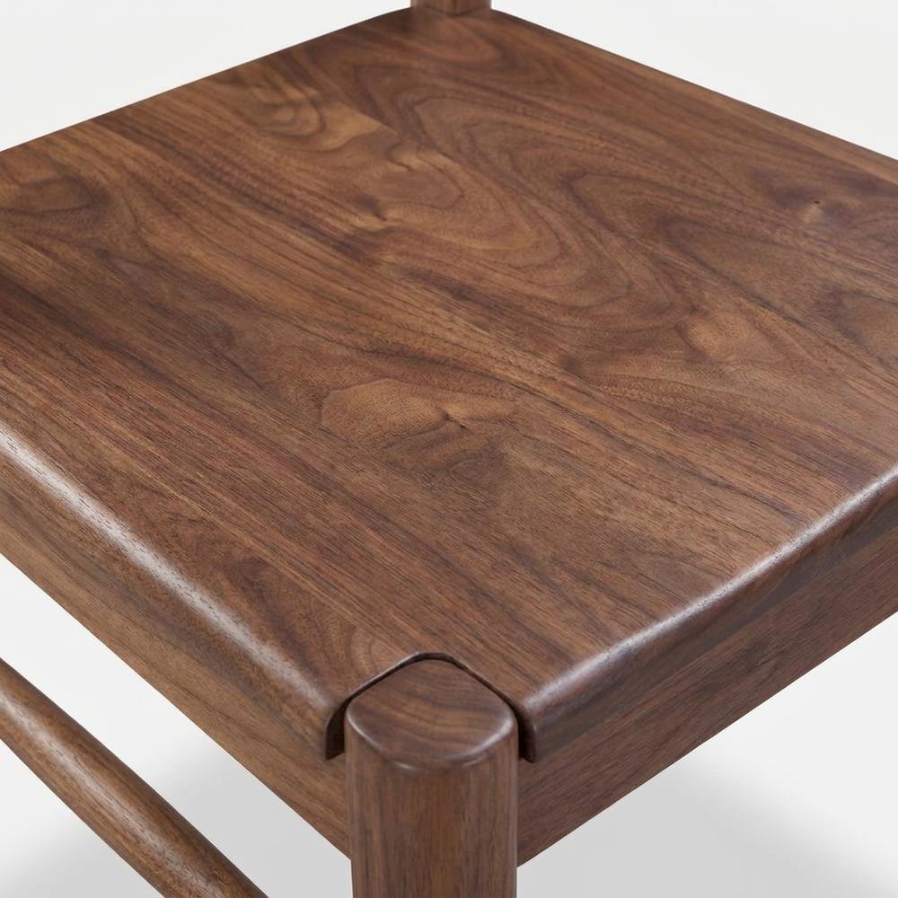 Solid Walnut Mid-Century Modern Dining Chair with Open-Back Frame, Set of 2