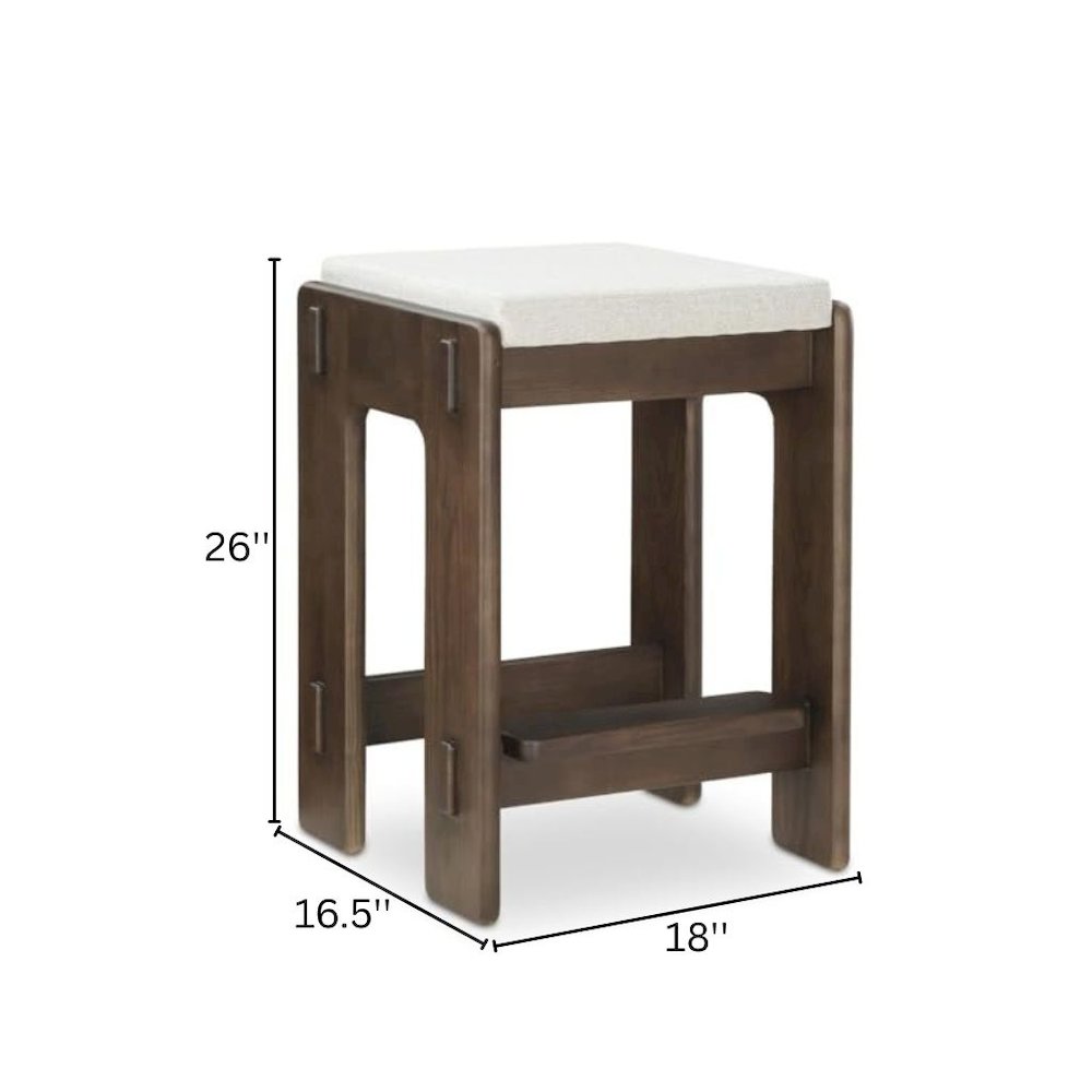 Oak Counter Stool Upholstered Backless Seat Minimalist Bar Stool Design