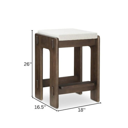 Oak Counter Stool Upholstered Backless Seat Minimalist Bar Stool Design