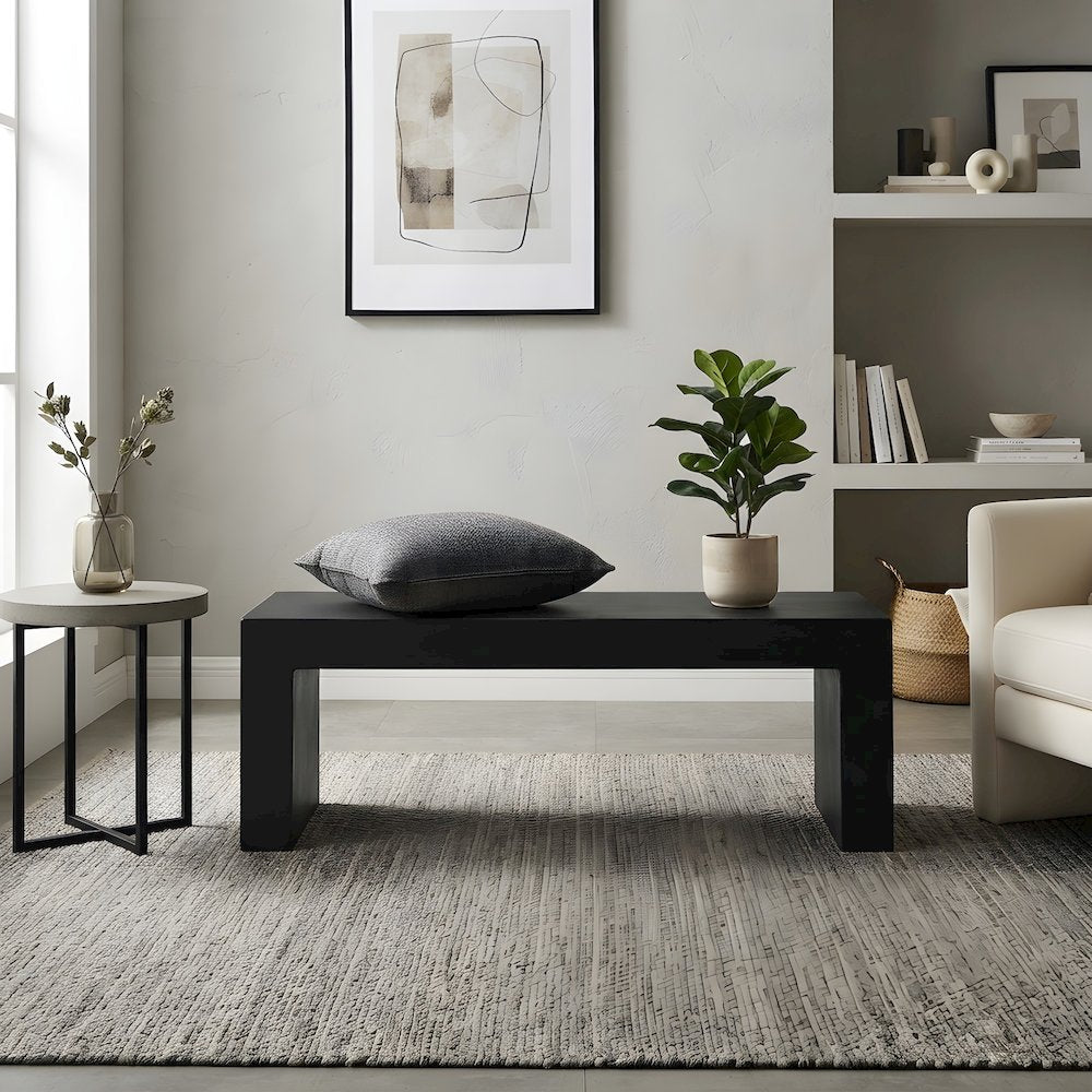 Fiber-Reinforced Concrete Outdoor Bench with Contemporary Profile for Entryway