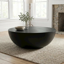 Black Concrete Coffee Table with Fibre Reinforced Cement Top, Contemporary Style