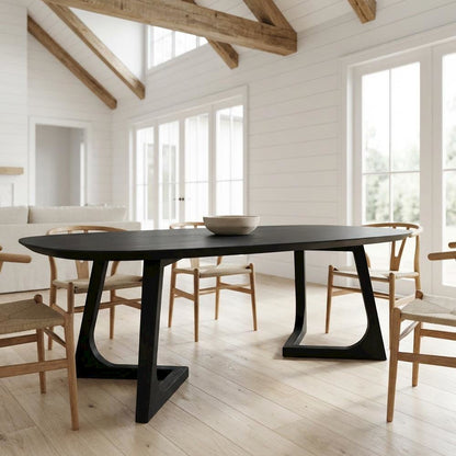 Black Solid White Ash Coffee Table Mid-Century Modern Wood Finish