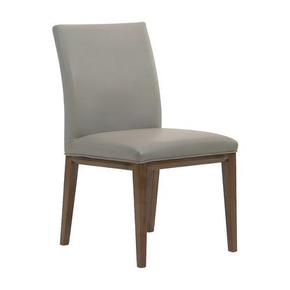 Top Grain Leather Armless Modern Dining Chair with Foam Cushioned Seat, Set of 2