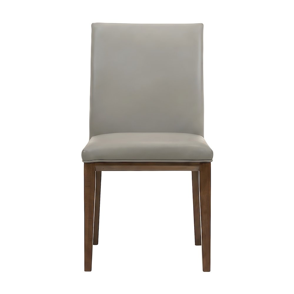 Top Grain Leather Armless Modern Dining Chair with Foam Cushioned Seat, Set of 2