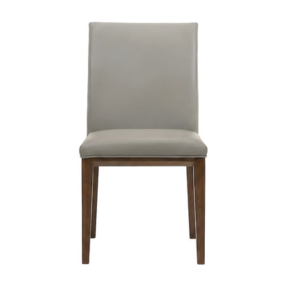 Top Grain Leather Armless Modern Dining Chair with Foam Cushioned Seat, Set of 2