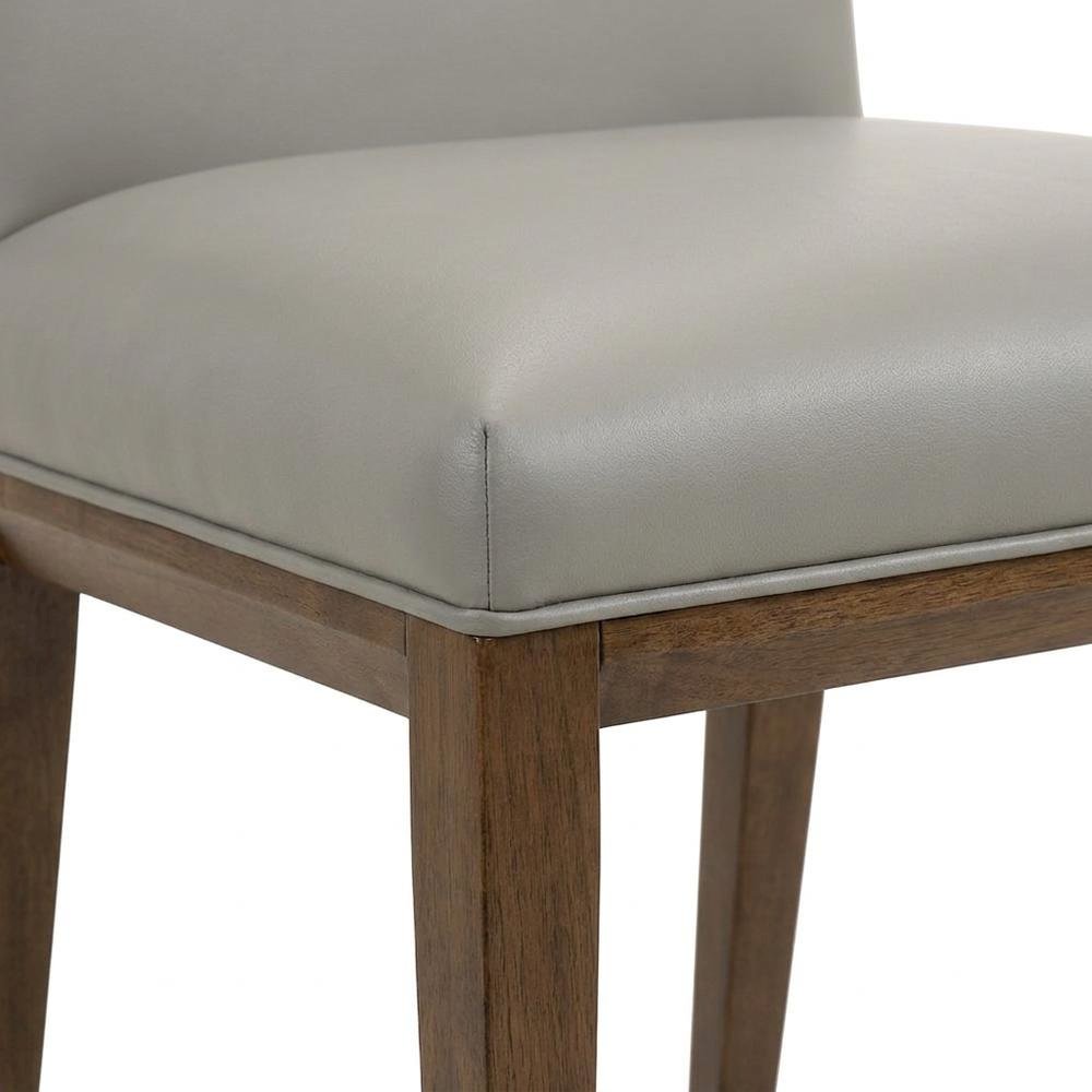 Top Grain Leather Armless Modern Dining Chair with Foam Cushioned Seat, Set of 2