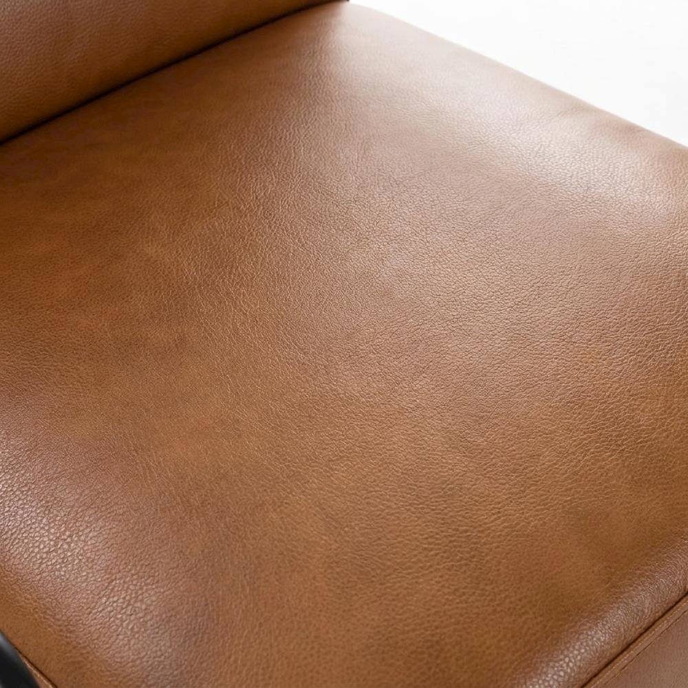 Top-Grain Leather Modern Accent Armchair with Metal Frame, Foam Cushions