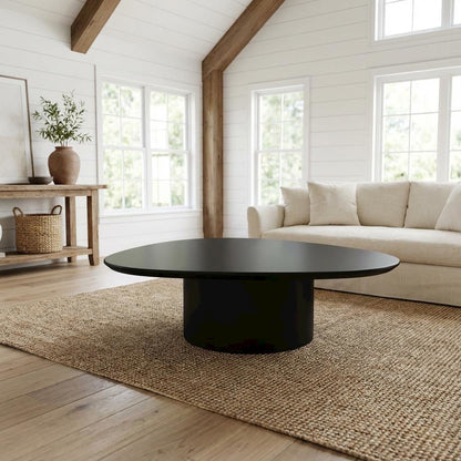 Black High-Gloss Coffee Table with Metal Hardware and Modern MDF Frame