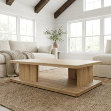 Brown Rustic Oak Coffee Table Solid Wood Thick Veneer Durable Surface