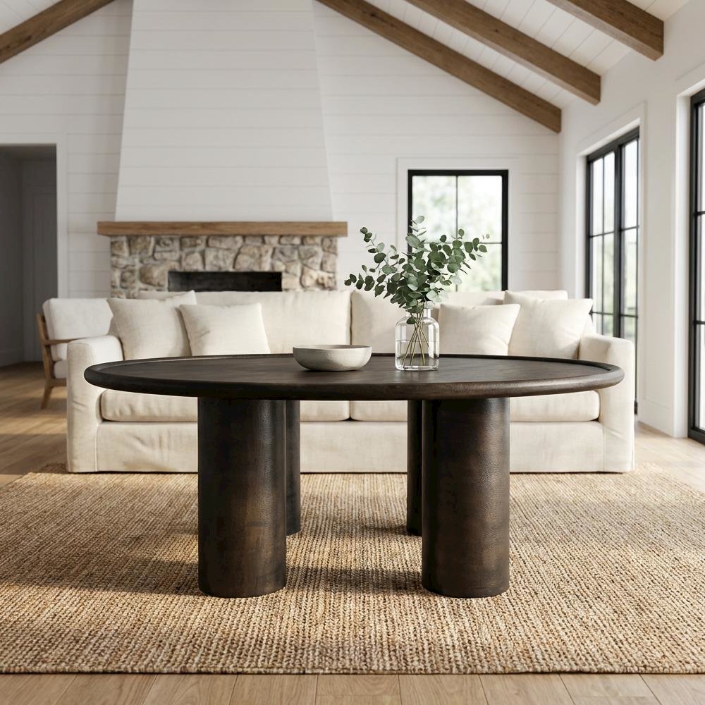 Brown Outdoor Coffee Table, Aluminium Top, Cast Aluminium Frame Durable Design