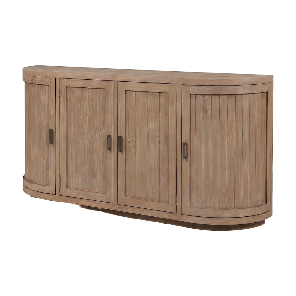 Reclaimed Pine Sideboard with Curved Doors and Rustic Enclosed Storage