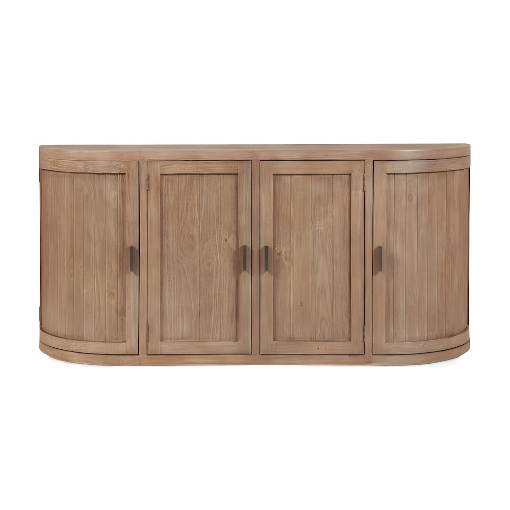 Reclaimed Pine Sideboard with Curved Doors and Rustic Enclosed Storage