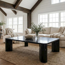 Coffee Table Black Marble Top with Metal Frame Modern Handmade Design