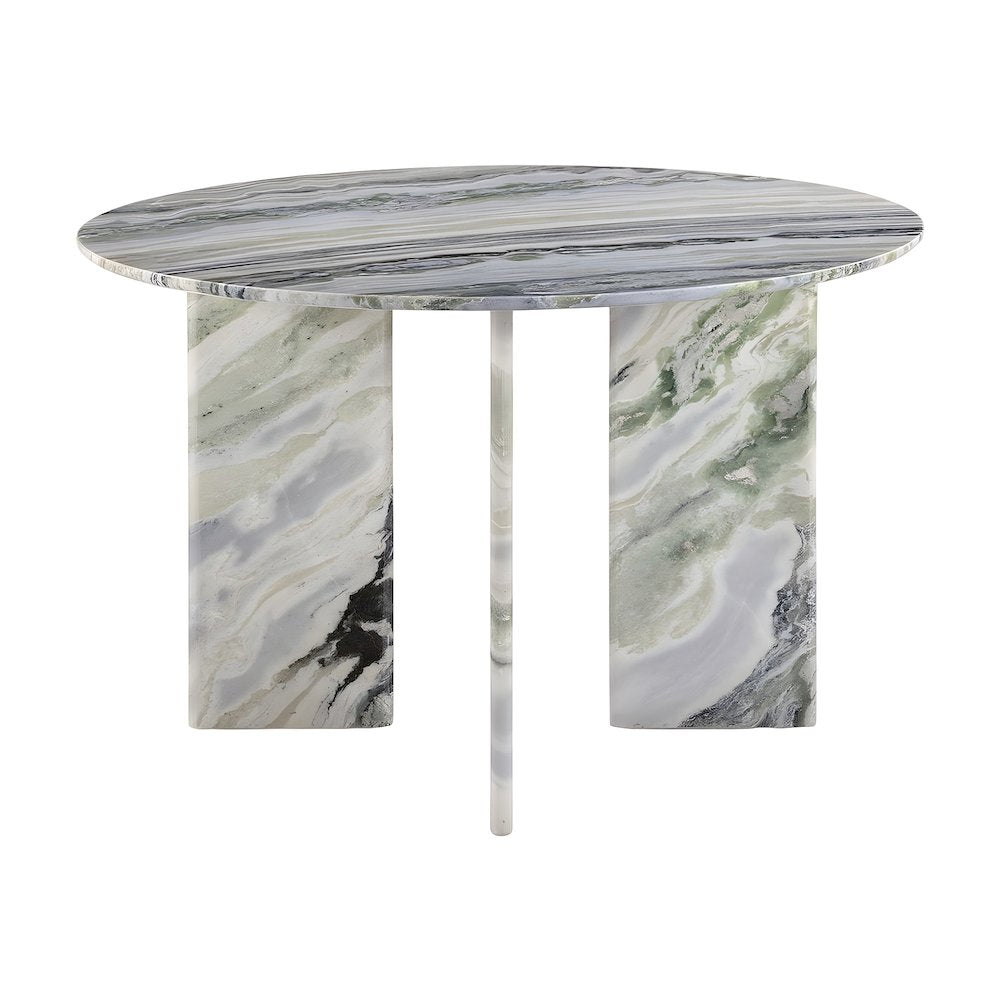 Green Onyx Marble Round Dining Table with Iron Legs, Seats 4
