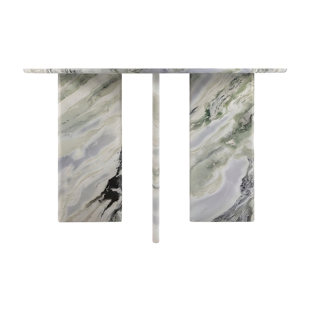 Green Onyx Marble Round Dining Table with Iron Legs, Seats 4