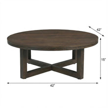 Brown Oak Wood Coffee Table with Metal Frame and Stain-Repellent Matte Finish