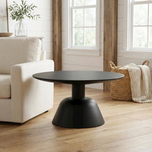 Black Mango Wood Coffee Table with Solid Top and Modern Design