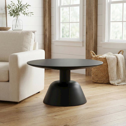Black Mango Wood Coffee Table with Solid Top and Modern Design