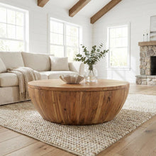 Brown Rustic Coffee Table, Lift-Top Storage Solid Acacia Wood