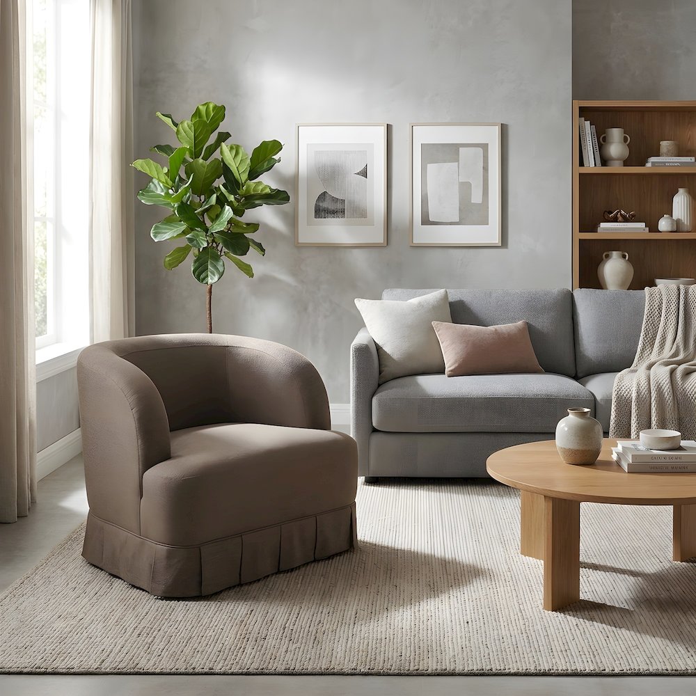 Fabric Upholstered Swivel Accent Chair with Contemporary Style for Living Room