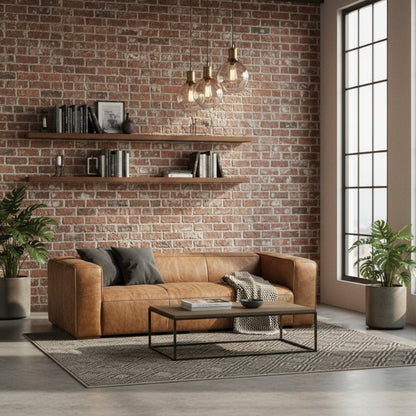 Brown Faux Leather Couch, Midcentury Modern Faux Leather Sofa Design