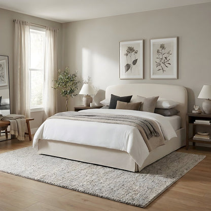 Queen Upholstered Storage Bed with Lift-Up Hydraulic Platform and Headboard