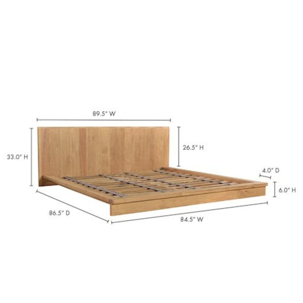 Solid Oak King Size Bed Frame with Headboard, Durable Wood King Bed Frame