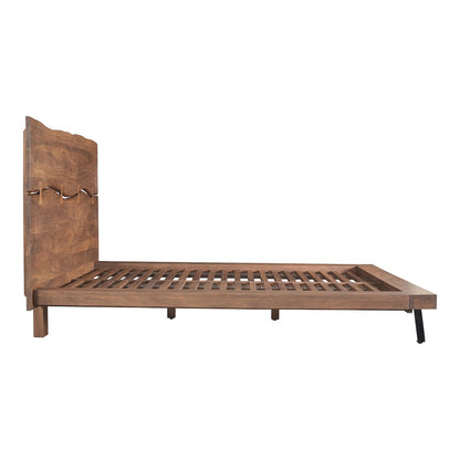 Solid Acacia King Bed Frame and Headboard with Steel Legs, Wooden Bed Frame