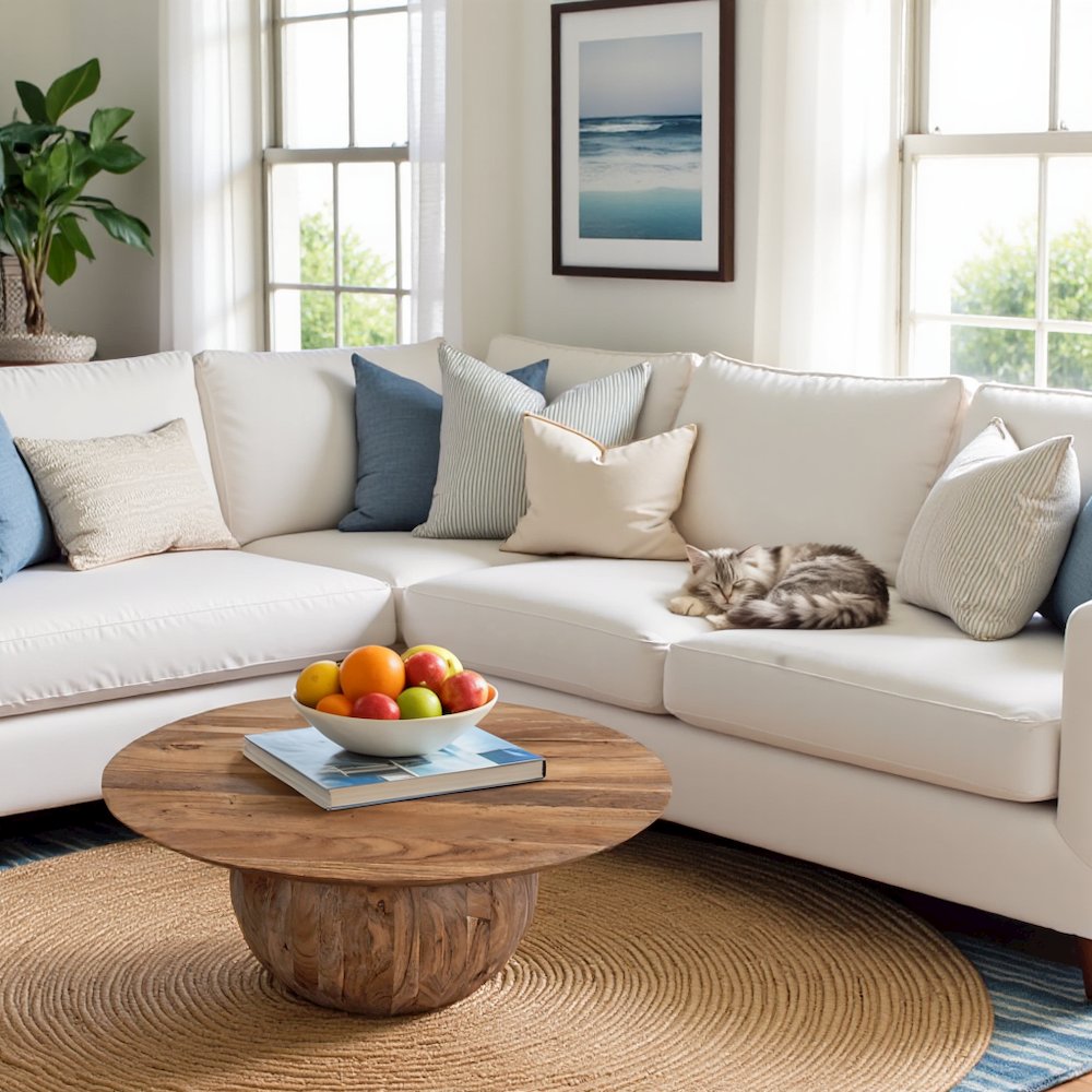 Brown Round Wood Coffee Table – Unique Wooden Coffee Table with Modern Design