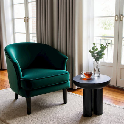 Black Concrete Side Table with Iron Frame – Modern Accent Table Design