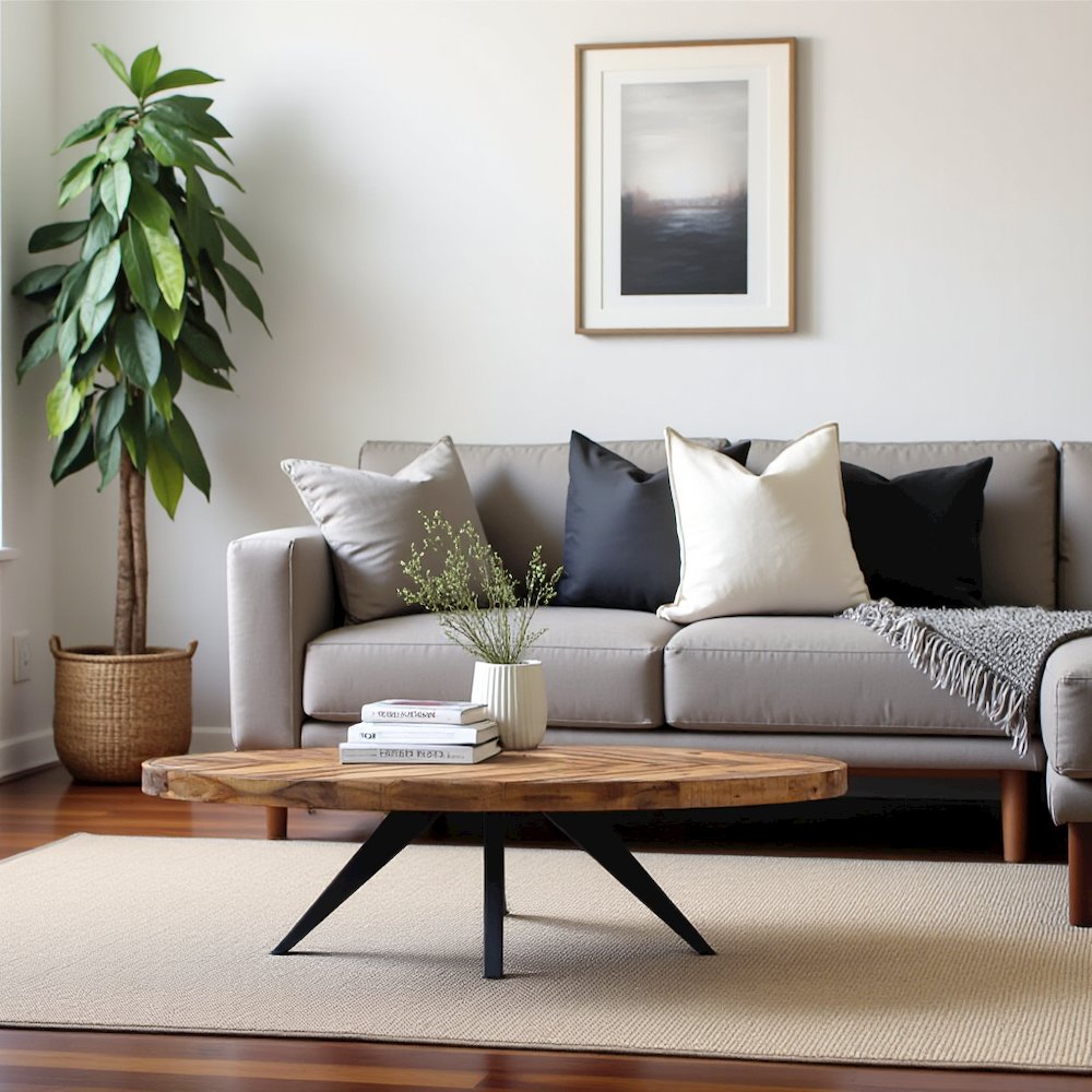 Brown Coffee Table Modern – Wood Oval Coffee Table with Solid Acacia Design