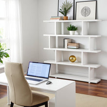 White Wood Bookshelf – Large Modern Wood Bookcase with 4 Tier Shelf
