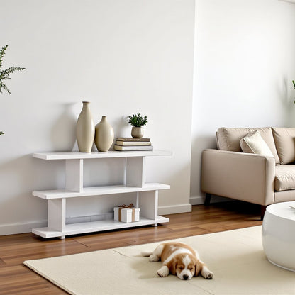 White Bookshelf – Small Wooden Bookshelf with 2 Tier Storage Shelves