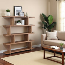 Large Brown Wood Bookshelf – Modern 4 Tier Shelf Wood Bookcase