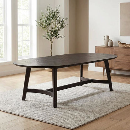 Brown Oak Wood Coffee Table, Solid Wood Top, Metal Hardware Scandinavian Style