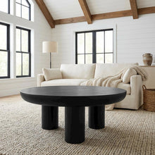 Black Concrete Top Coffee Table with Plywood Frame and Durable Cement Legs