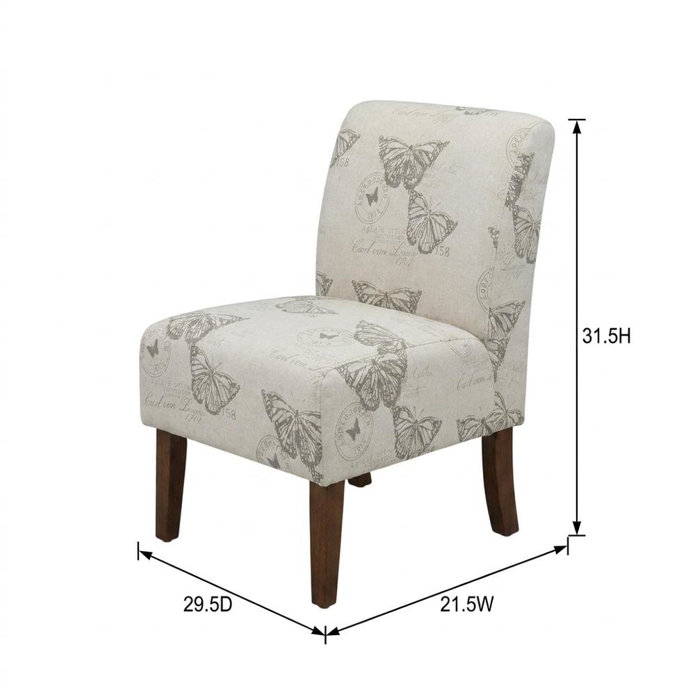 Linen Butterfly Lily Accent Chair with Upholstered Seat and Elegant Finish