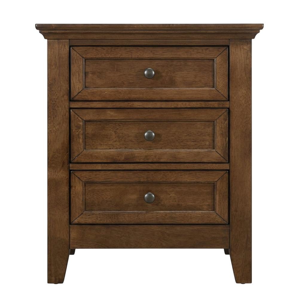 Transitional Wood Nightstand in Finish with 3 Drawers