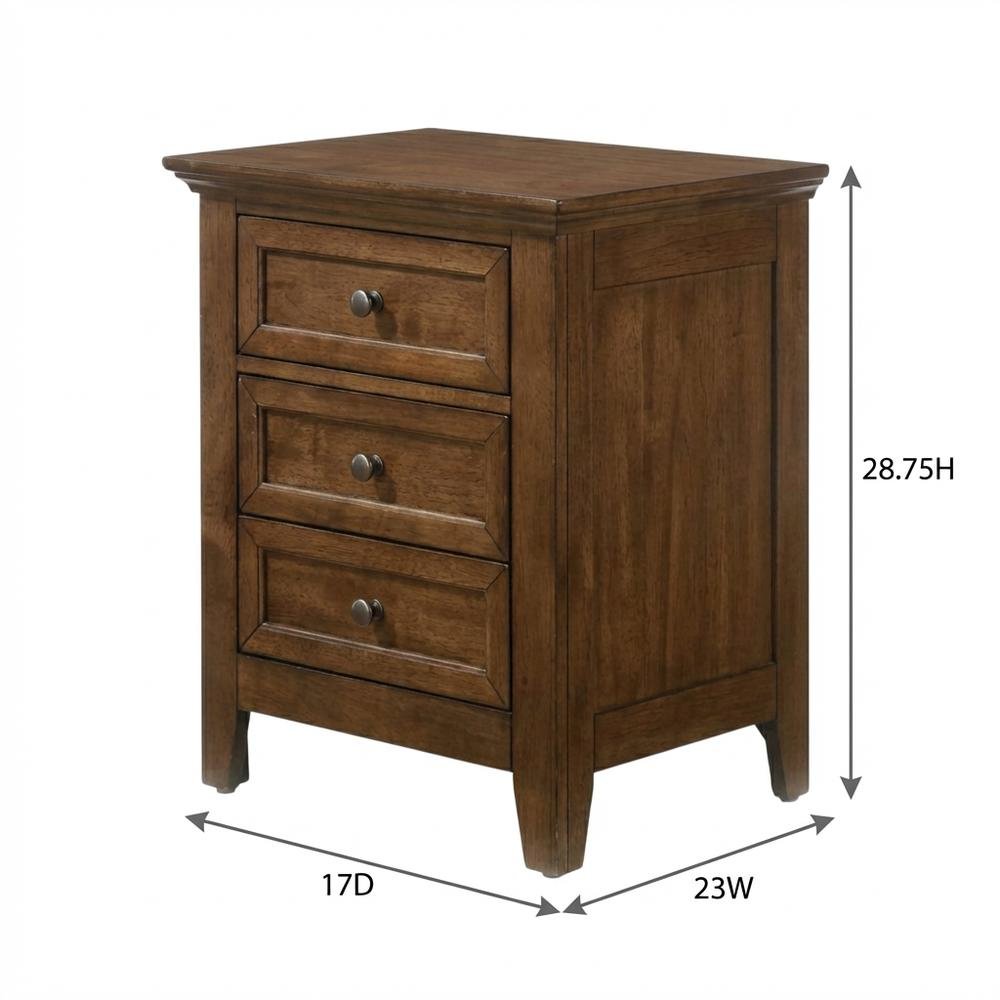Transitional Wood Nightstand in Finish with 3 Drawers