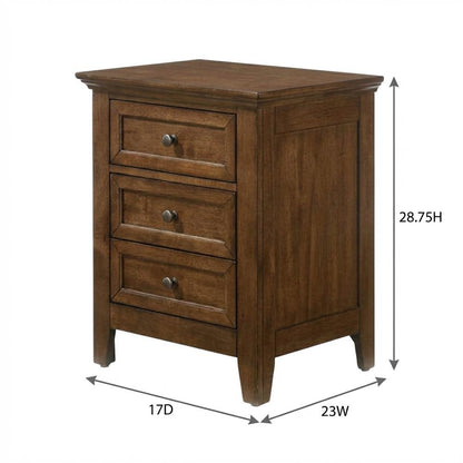 Transitional Wood Nightstand in Finish with 3 Drawers