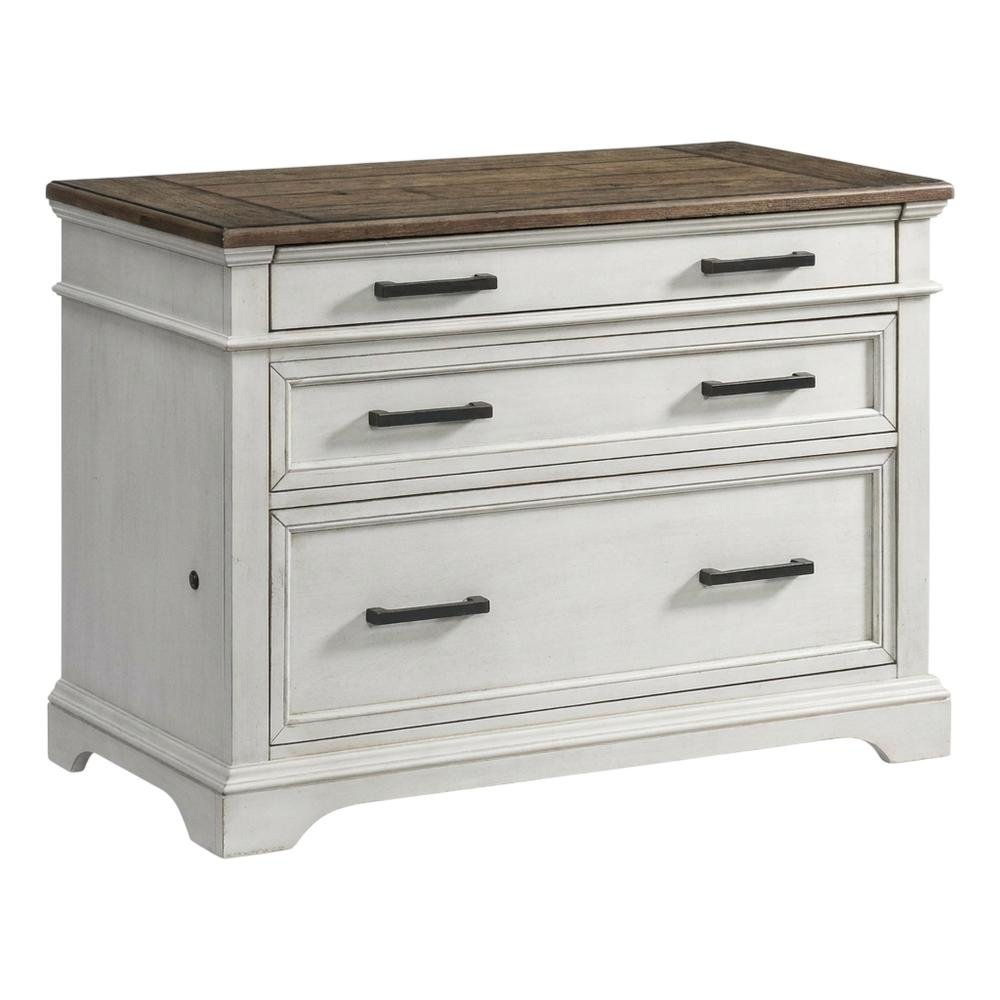 White Rustic French Oak Lateral File Cabinet Wood Home Office