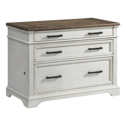 White Rustic French Oak Lateral File Cabinet Wood Home Office