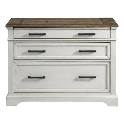 White Rustic French Oak Lateral File Cabinet Wood Home Office
