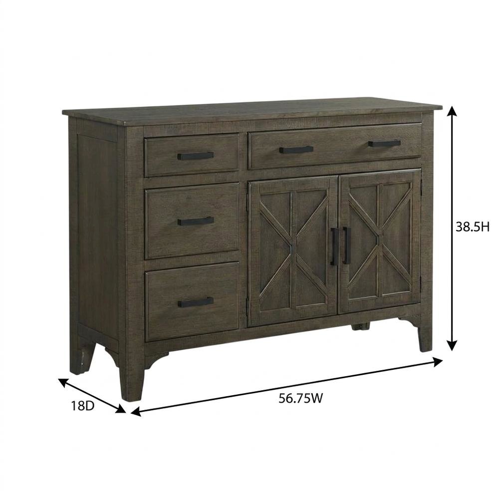 Wood Veneer Sideboard Server with Cabinet Storage for Dining Room