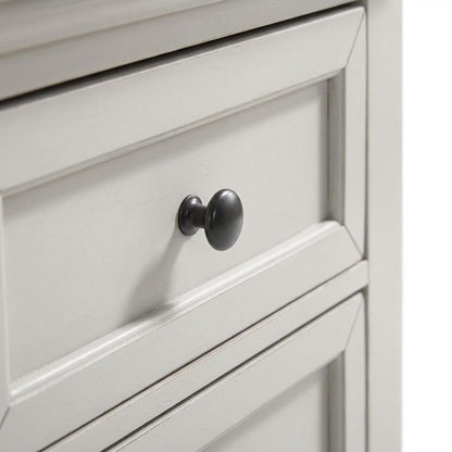 Rustic White Nightstand in Wood with 3 Drawers and Transitional Style