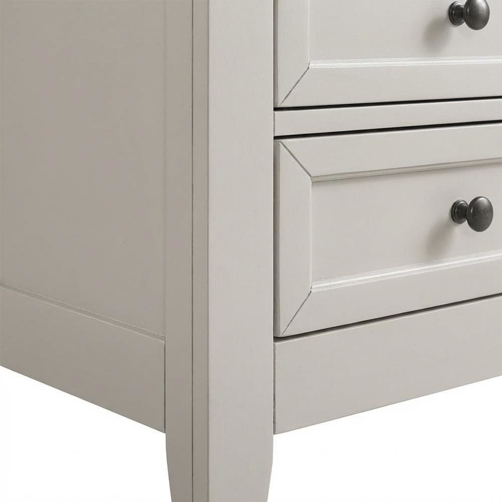 Rustic White Nightstand in Wood with 3 Drawers and Transitional Style